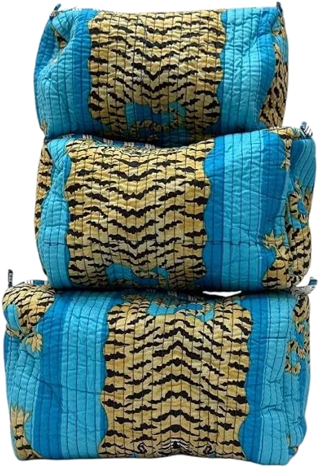 Block print toiletry pouch set
