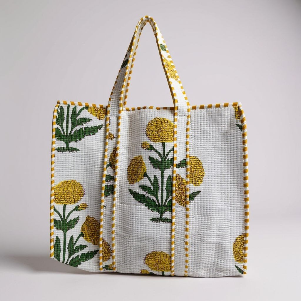 Qrubiss quilted cotton tote bag